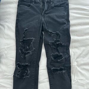 Distressed Black Women's Jeans